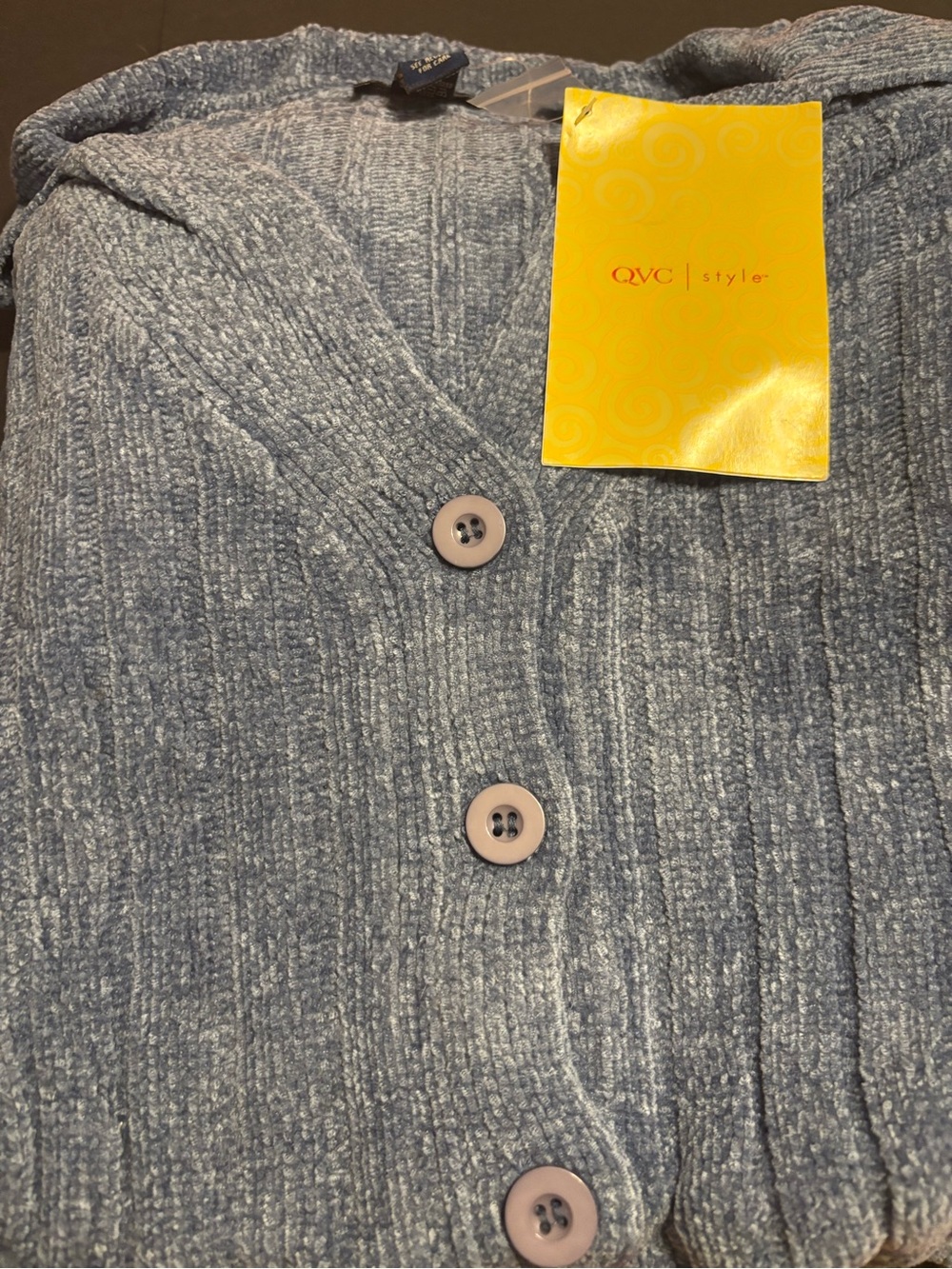 NWT Denim & Co. 3X Denim Blue Chenille Ribbed Cardigan & Short Sleeve Knit Top S